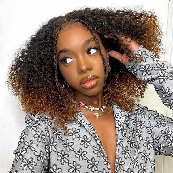 

lace wigs 12''short hair afro kinky curly wig for black women ladies cosplay lolita synthetic natural glueless brown mixed blonde, Black;brown