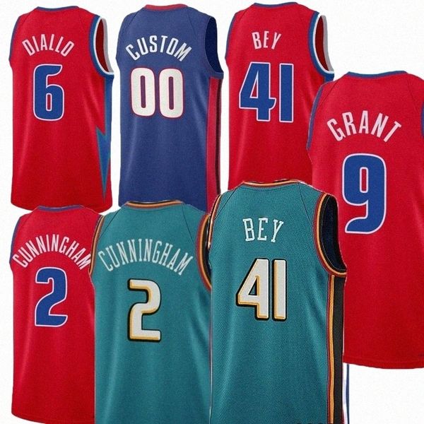 

basketball city marvin bagley 35 killian hayes jersey 7 saddiq bey 41 hamidou diallo 6 jaden ivey 23 cade cunningham 2 jerami 9 grant mpxvo#, Black;red