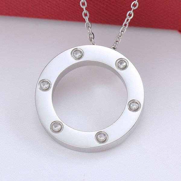 

luxury big pie necklace high-end fashion pendant designer design necklaces men and women necklace classic necklace titanium steel never fade, Silver