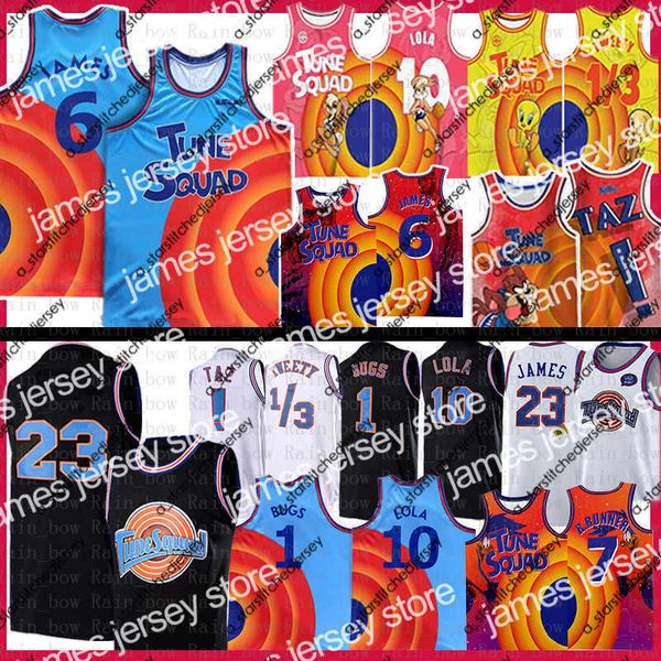 

basketball jerseys new 1 bugs 10 lola movie space jam 2 tune squad lebron 6 james basketball jersey youth mens blue 2021 23 22 bill murray, Black;red