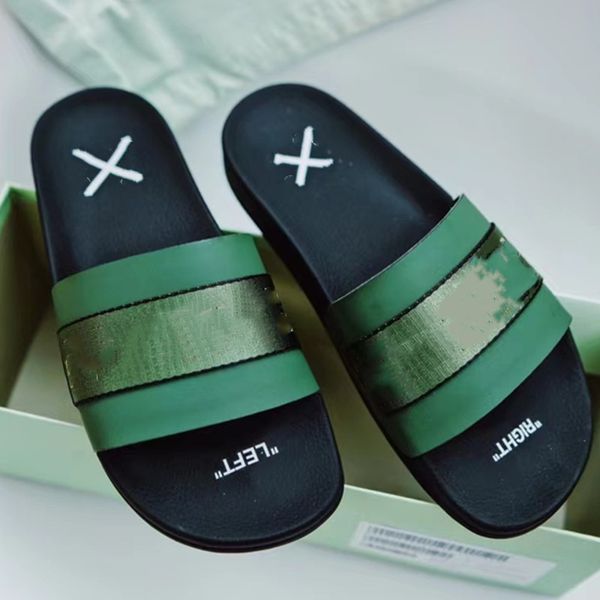 

designer slipper men women yellow green letter stripe slides flip flops red white bottoms causal non-slip summer sandals slippers size 35-45, Black