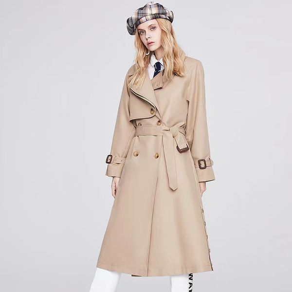 

autumn womens trench coats designer luxury women windbreaker body letter print jacket loose belt coat female casual long trenchs coat e70, Tan;black
