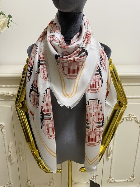 

women's square scarf scarves 100% twill silk material white pint letters pattern size 130cm - 130cm, Blue;gray
