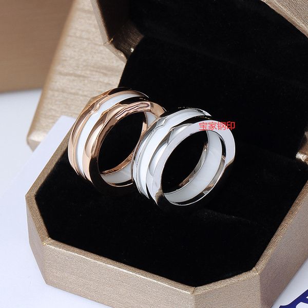 

new ceramic ring designer design luxury high end fashion ring titanium steel alloy gold plated craft chanta mas valentine's day jewelry, Silver