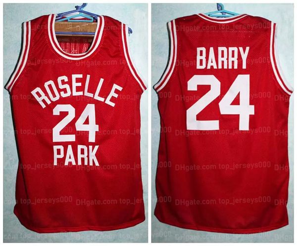 

custom throwback rick barry #24 high school basketball jersey red sewn any name number size s-4xl, Black