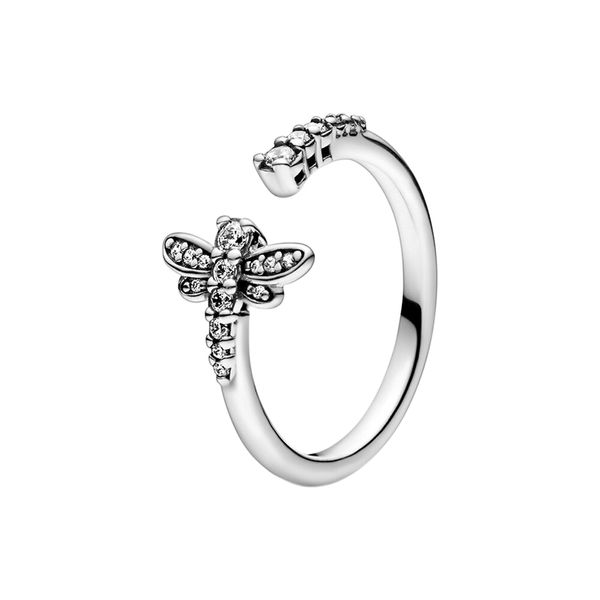 

sparkling dragonfly open ring with original box for pandora authentic sterling silver fashion party jewelry for women girlfriend gift design, Slivery;golden