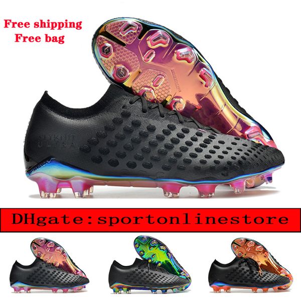 

send with bag mens soccer boots phantom ultra venom fg acc football cleats men outdoor firm ground spikes trainers soccer shoes bonded pack, Black