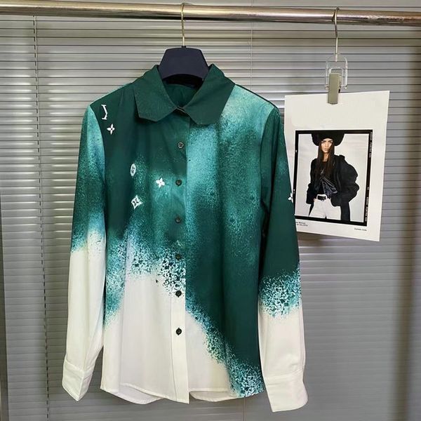 

women's blouses & shirts2022 designer luxury casual printed shirt ladies long sleeve pure cotton paris slim shirt, White
