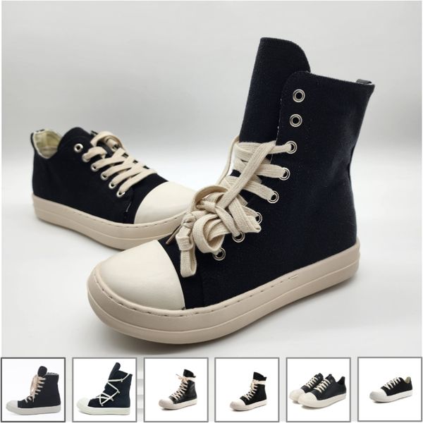 

rick high owens canvas shoe man low sneaker women black lace up shoes size 35-44