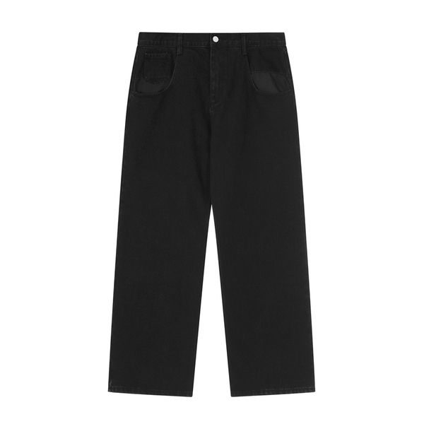 

maison straight loose fit denim jeans leisure tousers vintage pants man black trouser men's trousers retro sweatpants high street overa, Blue