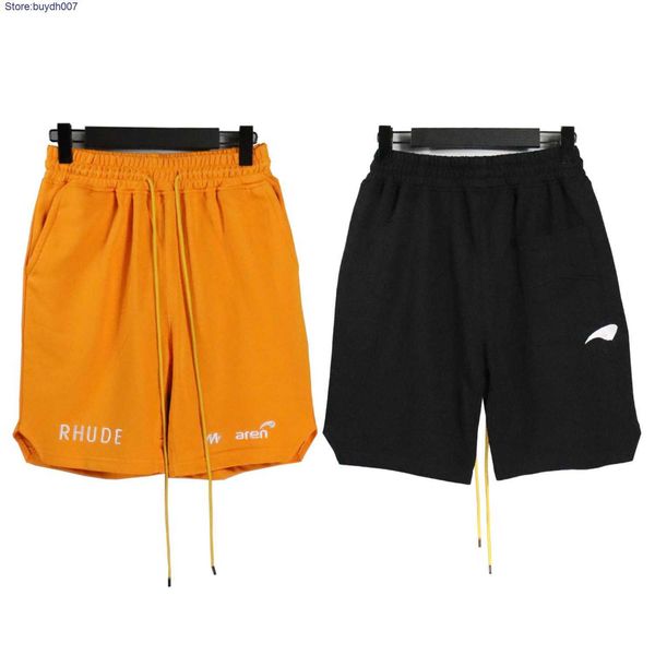 

2023 new men's shorts fashion designer rhude couple version american co embroidered casual pants loose drawstring, White;black