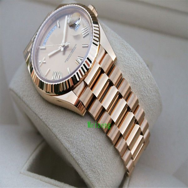 

luxury wristwatch brand new day-date 40mm president 18kt yg champagne deconstructed dial 228238, Slivery;brown