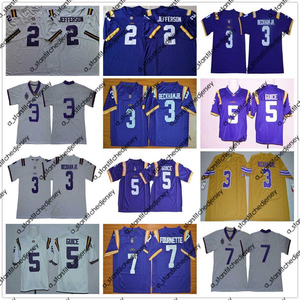 

american college football wear american college football wear ncaa college lsu tigers football jerseys 2 justin jefferson 3 odell beckham jr, Black