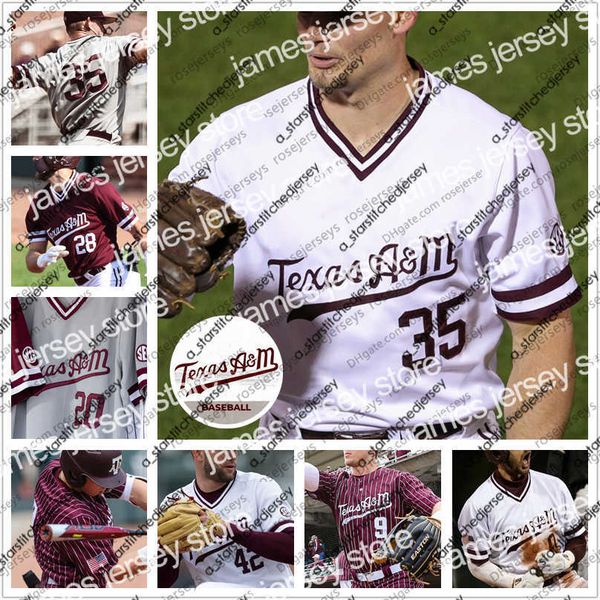 

college baseball wears college baseball wears custom 2020 texas a m aggies baseball #35 asa lacy 23 christian roa 9 zach deloach 42 jake nel, Black