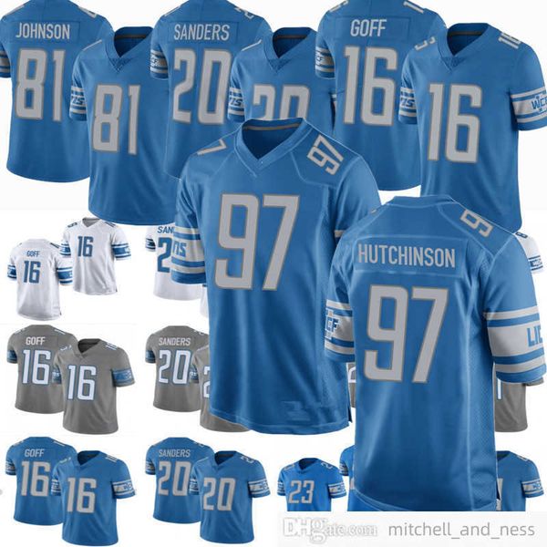 

s-6xl football 97 aidan hutchinson jersey 1 jameson williams 40 jarrad davis 20 barry sanders 16 jared goff 32 d'andre swift 58 penei s, Black;red