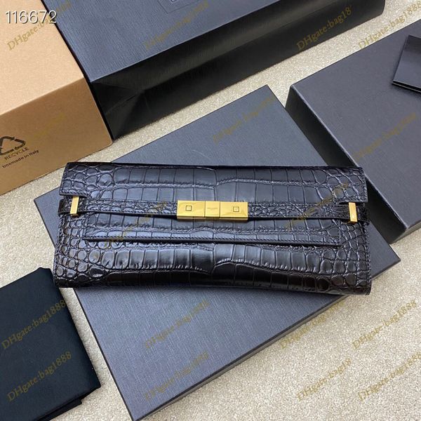 

new woman manhattan handbag fashion designer bag black toothpick pattern crocodile patterns clip bag retro cross buckle flip box dinner bags