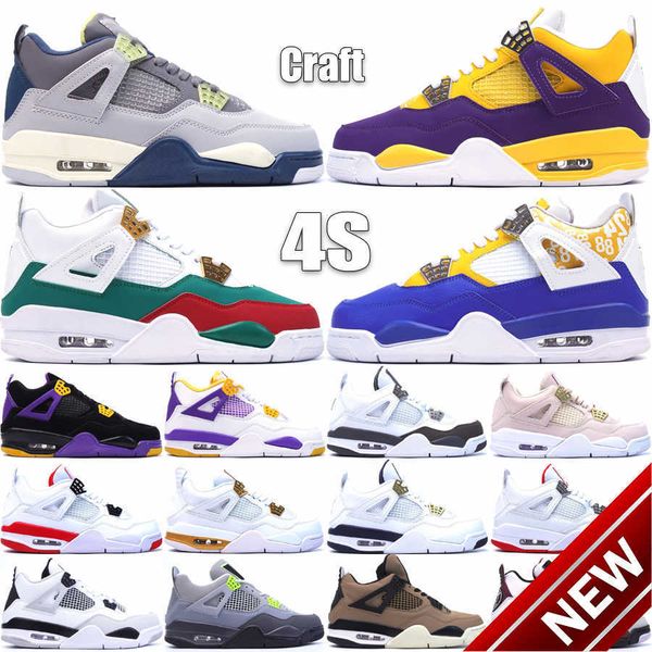 

2023 high basketball shoes4 4s men women shoes leather jump designer craft metallic gold midnight navy white