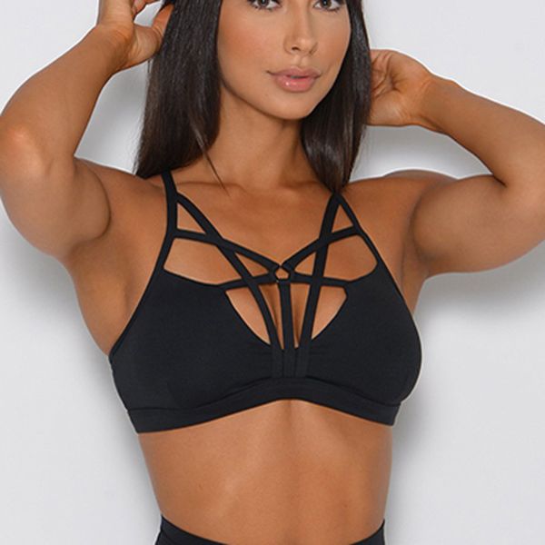 

womens gym bras bodybuilding underwears tanks camis yoga sports bra shockproof running high-strength fitness workout sling cross design holl, White