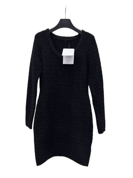 

autumn and winter temperament new logo long sleeve black dress, Black;gray