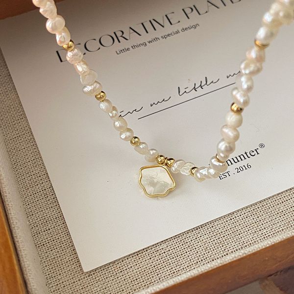 

fresh water fritillary cloud pearl pendant necklaces elegant temperament shell simple fashion necklace bracelet set, Silver