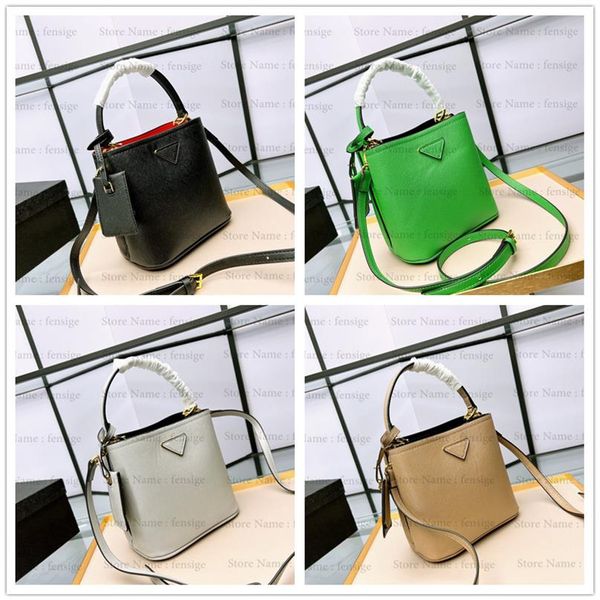 

nappa saffiano leather cuir panier double bucket bag designer triangle-logo handbag for ladies logo plaque tote293u