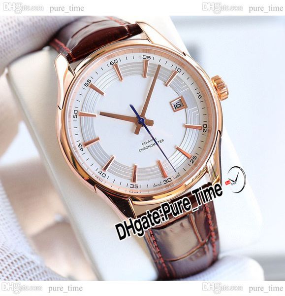 

crf 41mm hour vision a8500 automatic mens watch 431.63.41.21.02.001 white dial stick markers rose gold case brown leahter strap gents new wa, Slivery;brown