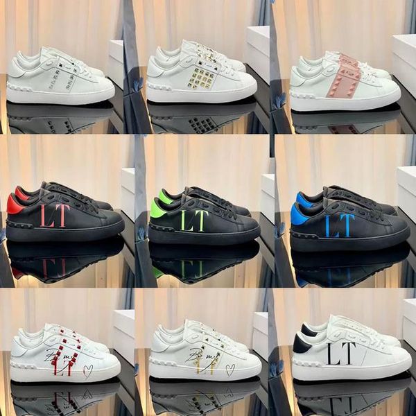 

fashion casual shoes patchwork trendy sneakers punk rivets low men women genuine leather skateboard studded flat lace-up sport skateboarding, Black