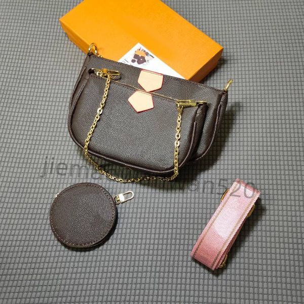 

designers three piece set shoulder bag m44823 womens bags crossbody purse messenger bags handbags flowers designers leather handbag brown fl