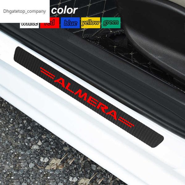 

4pcs decoration scuff plate door sill carbon fibre sticker car accessories for nissan almera teana skyline juke