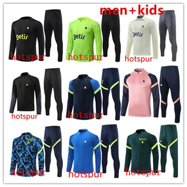 

2022 2023 half zipper spurs tracksuit soccer set training suit tottenham long sleeve tracksuit football jacket chandal futbol 21/22 and kids, Black