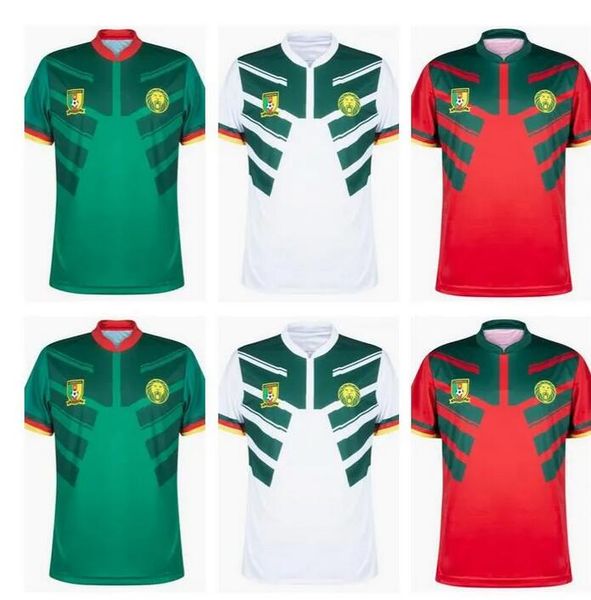 

2223 cameroon nations team aboubakar mens soccer jerseys choupo-moting bahoken bassogog ganago ekambi home away 3rd red football shirts, Black;yellow