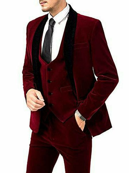 

handsome velveteen groomsmen notch lapel groom tuxedos mens wedding dress man jacket blazer prom dinner suits jacket pants tie vest w1105, Black;gray
