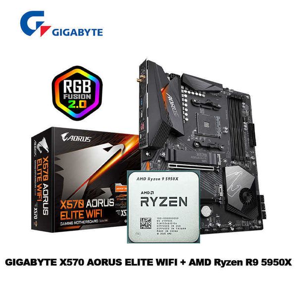 GIGABYTE New GA X570 AORUS ELITE WIFI AMD Ryzen 9 5950X R9 5950X CPU Motherboard ATX X570 DDR4 4733MHz but without cooler
