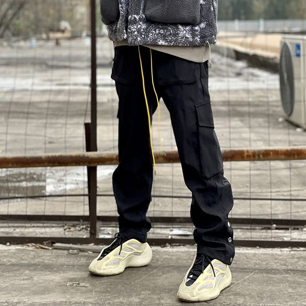 

rhude cargo pant overalls mulit pockets trouser men tracksuits men solid color blank black designer jumpsuits full length straight plus size