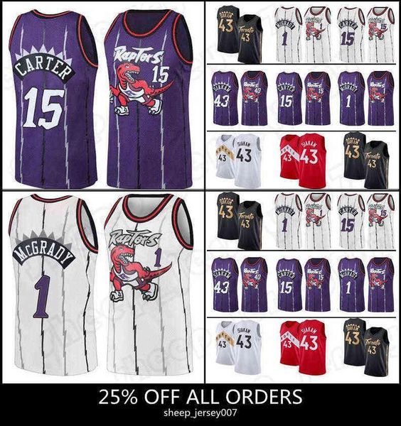 

vince 15 carter jersey tracy 1 mcgrady white purple retro basketball pascal 43 siakam houstons rocket 34 hakeem, Black;red