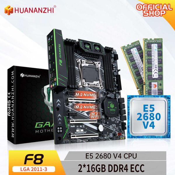 

huananzhi f8 lga 2011-3 motherboard with intel xeon e5 2680 v4 with 2 16g ddr4 recc memory combo kit set nvme sata usb