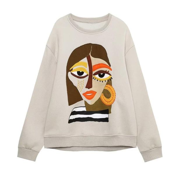

women's hoodies women 2022 autumn fashion printing basic sweatshirts vintage o neck long sleeve female pullovers chic yslp, Black