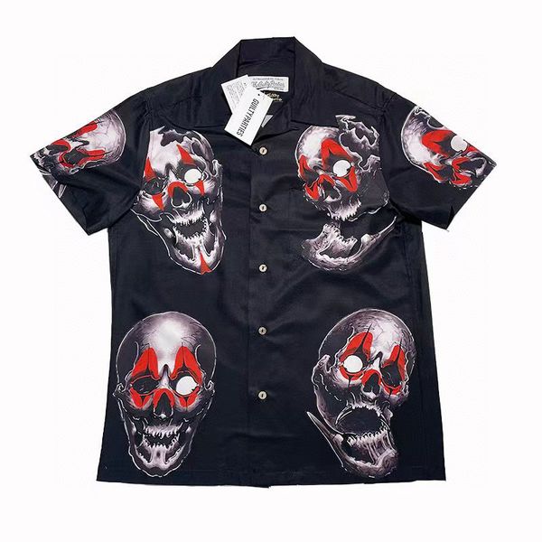 

2023 quality print men women vintage shirt short sleeve shirts s//l/xl, White;black