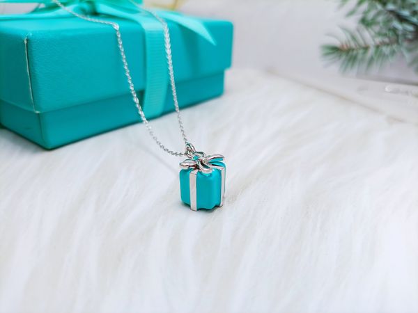 

designer tiff necklace 925 silver pendant necklaces female jewelry exquisite craftsmanship with official classic double blue heart fashion l