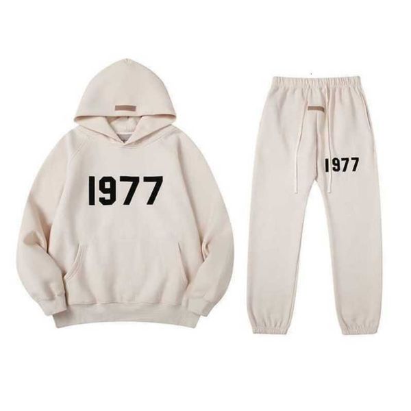 

essentail 01vs men's and women's hoodies sweatshirts 2022 fashion brand ess new style season 8 flocked leggings set couple 1977a, Black