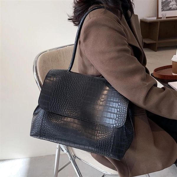

designer- crocodile pattern women handbag large capacity shoulder bags for female casual totes pu leather messenger bag2060