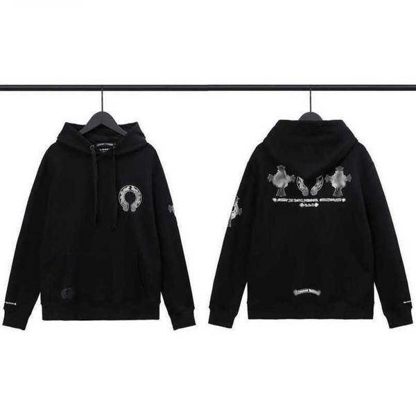 

men's fashion luxury sweatshirts jackets men women classic hoodies ch zipper hooded sweater designer cross pullover sanskrit hoodie cas, Black