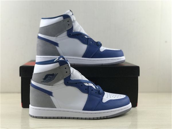 

shoes high og 1 true blue 1s dz5485-410 retro sports sneakers trainers white cement grey original