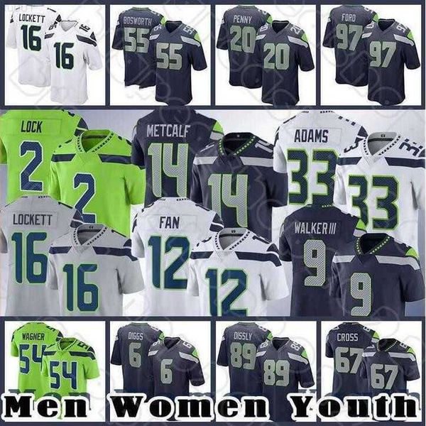 

football jersey seattle''seahawks''14 dk metcalf 16 tyler lockett 7 geno smith 6 quandre diggs 20 rashaad penny 5 jason, Black;red
