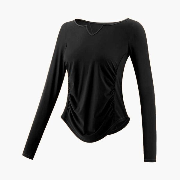 

suit shirt yoga long t sleeve moisture absorption professional sports shirt fitness dance running autumn fast drying lululemens womens tshir, White