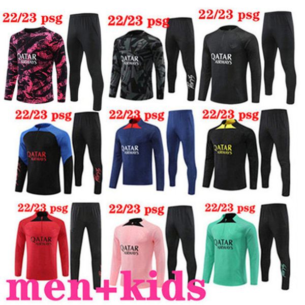 

2022 2023 psgs tracksuit 2021 2022 classic style paris mbappe soccer jersey training suit half pull long sleeve sergio ramos verratti icardi, Black