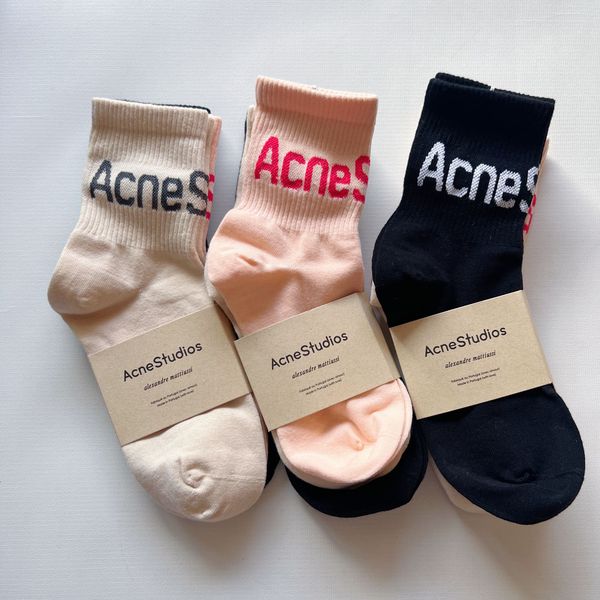 

3 pairs/set socks letters street solid cotton bottom sports socks, Black