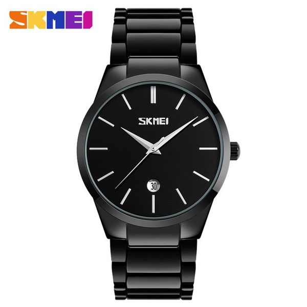 

skmei mens watches brand luxury 3bar waterproof calendar watch men alloy straps quartz wristwatches relogio masculino 9140328w, Slivery;brown