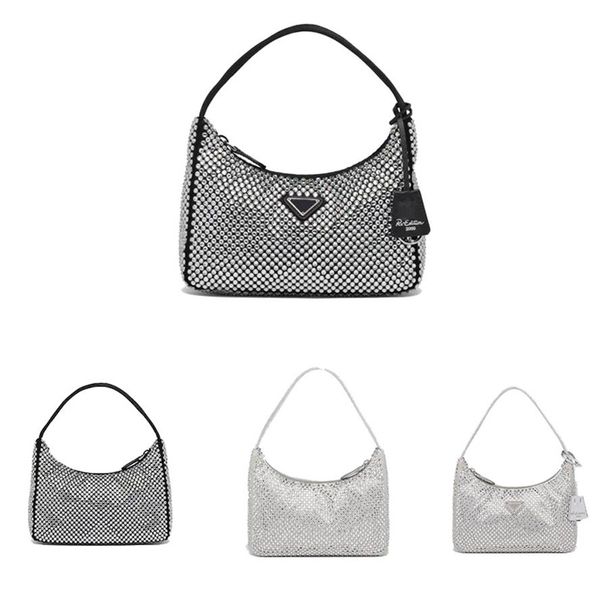 

designer re-edition 2000 bags rhinestone hobo handbags women handbag purse shoulder bag delicate small fashion tote 22cm with box3015