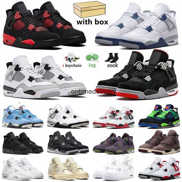 

jumpman 4 military black basketball shoes 4s men midnight navy red thunder doernbecher university blue bred white cement 36-47 trainers